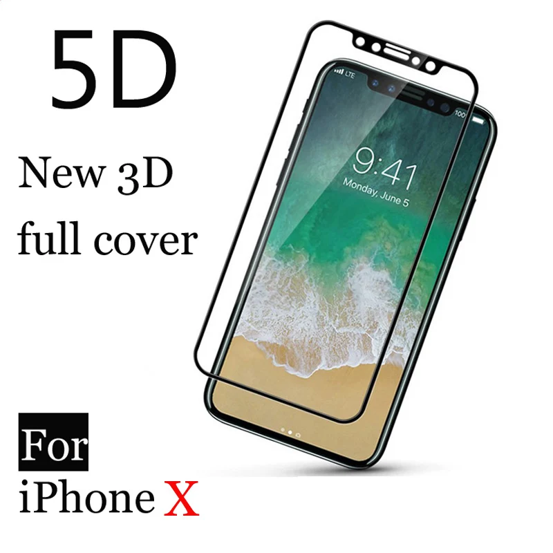 Romiky Full Body Cover 5D Tempered Glass For iPhone X 8 7 6s 6 Plus i7 i8 8 plus 10 New 3D