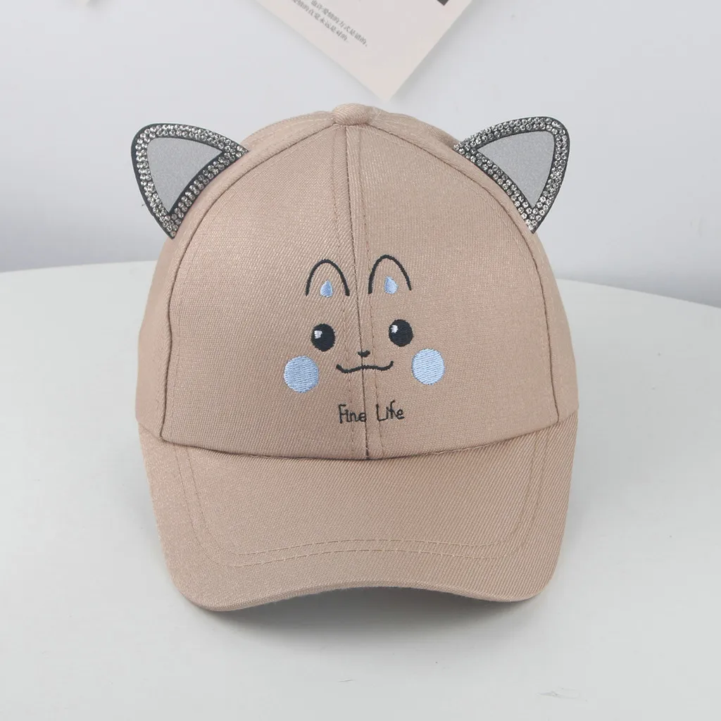 

Cartoon Cat Peaked Hat Baseball Cap Sunhat Children Pearl Bowknot Cartoon Cat MM514