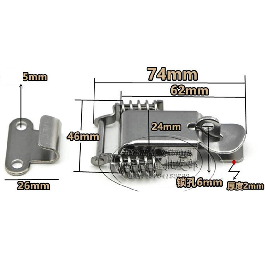 304 нержавеющая сталь двойная пружинная Пряжка, деревянная коробка, сверхмощный замок, с отверстием для замка, аксессуары для электромеханической коробки