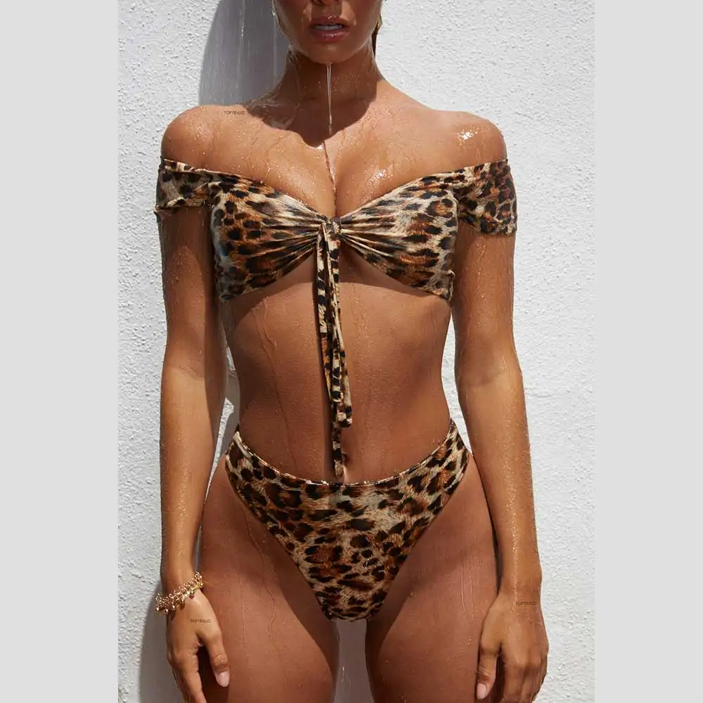 

Sexy Leopard Bikini Women Swimsuit 2019 Push Up Frill Bikini String Brazile High Waist Bathing Suits Deep V Swimwear Bathers