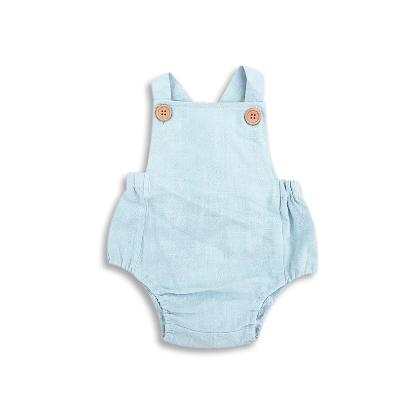 Детский летний комбинезон для маленьких мальчиков; хлопковые комбинезоны унисекс для новорожденных; цельнокроеный Комбинезон для маленьких девочек; одежда для маленьких мальчиков - Цвет: Sky Blue 1