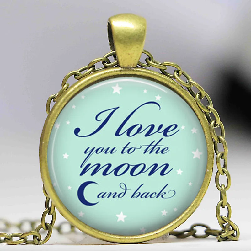Free shipping I love you to the moon and back Necklace valentine gift jewelry moon pendant necklace best friend gift idea