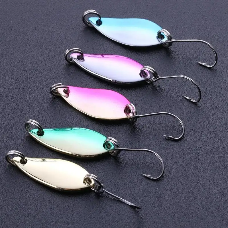 5pcs Metal Copper Spinner Spoon Fishing Lure Hard Baits Sequins Noise
