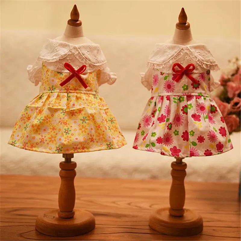 

Dog Dress Princess 2019 Floral Pattern Countryside Style Pet Puppy Dog Cat Dresses Small Dog Weeding Dress Clothing Yorkshire XS