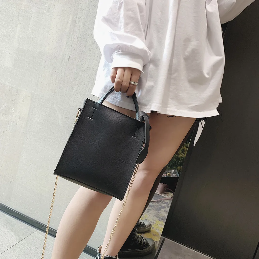 

Women black Handbag Chain Crossbody Bag for women Square Bucket Messenger Bag Versatile Shoulder Bag New Design Female Purse#G30