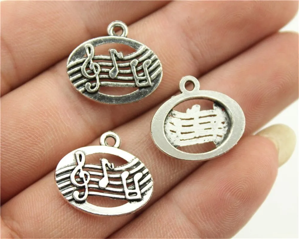 

WYSIWYG 10pcs 20x17mm Pendant Musical Notes Charm Pendants For Jewelry Making Antique Silver Musical Notes Pendants