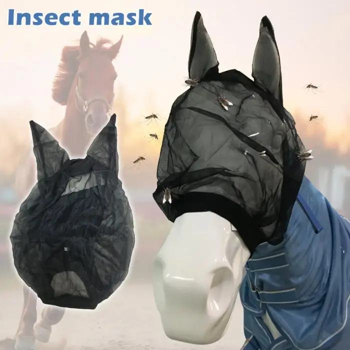 Недавно лошадь тихой езды анти Fly маска с аксессуары для ушей для мул осел 19ing