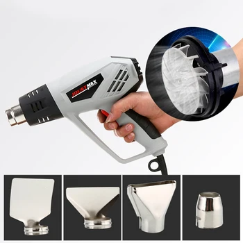 

JOUSTMAX 2000W Plastics Heat Gun Temperature-controlled Air Flow Adjustable Electric Hot Air Gun With 4 Nozzles Power Tool HR