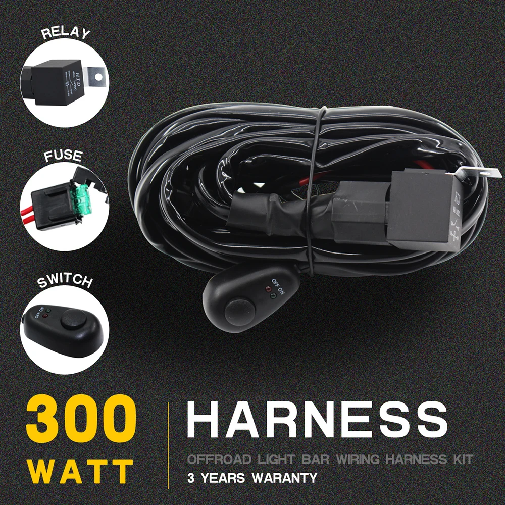 

Wiring Harness Switch Relay Kit for Connect 2 LED 300W Work Driving Light Bar 4WD