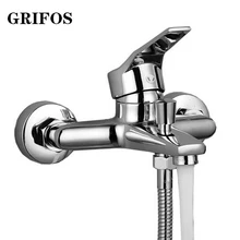 Bathroom Bath Shower Faucets Chrome Polished Wall Mount Brass Silver Cold and Hot Bathtub Faucet Mixer Valve Control Water Tap Bathroom Bath Shower Faucets Chrome Polished Wall Mount Brass Silver Cold and Hot Bathtub Faucet Mixer Valve Control Water Tap