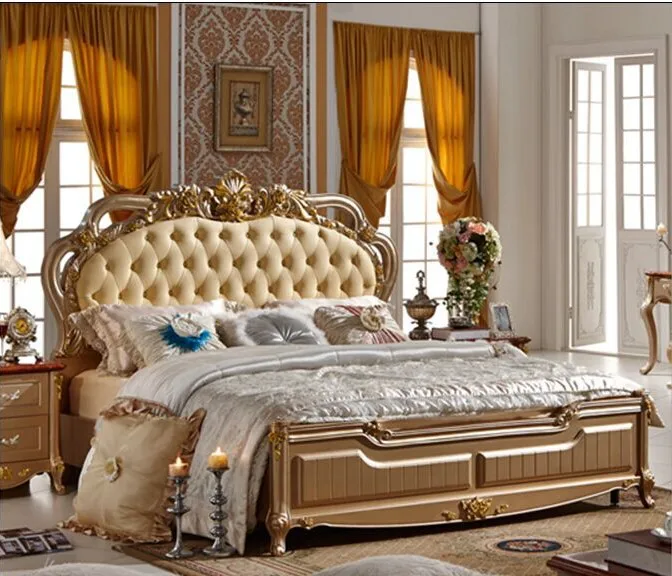 Высокое качество кровать мода европейская французская резные 1.8 м мебель для спальни 7091