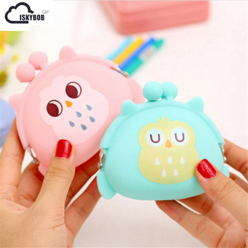 

Coin Purses Women Purse for Coins Children's Wallet Kids Wallets Cute Cartoon Owl Silicone Jelly Change Bag Keys Pouch Carteira