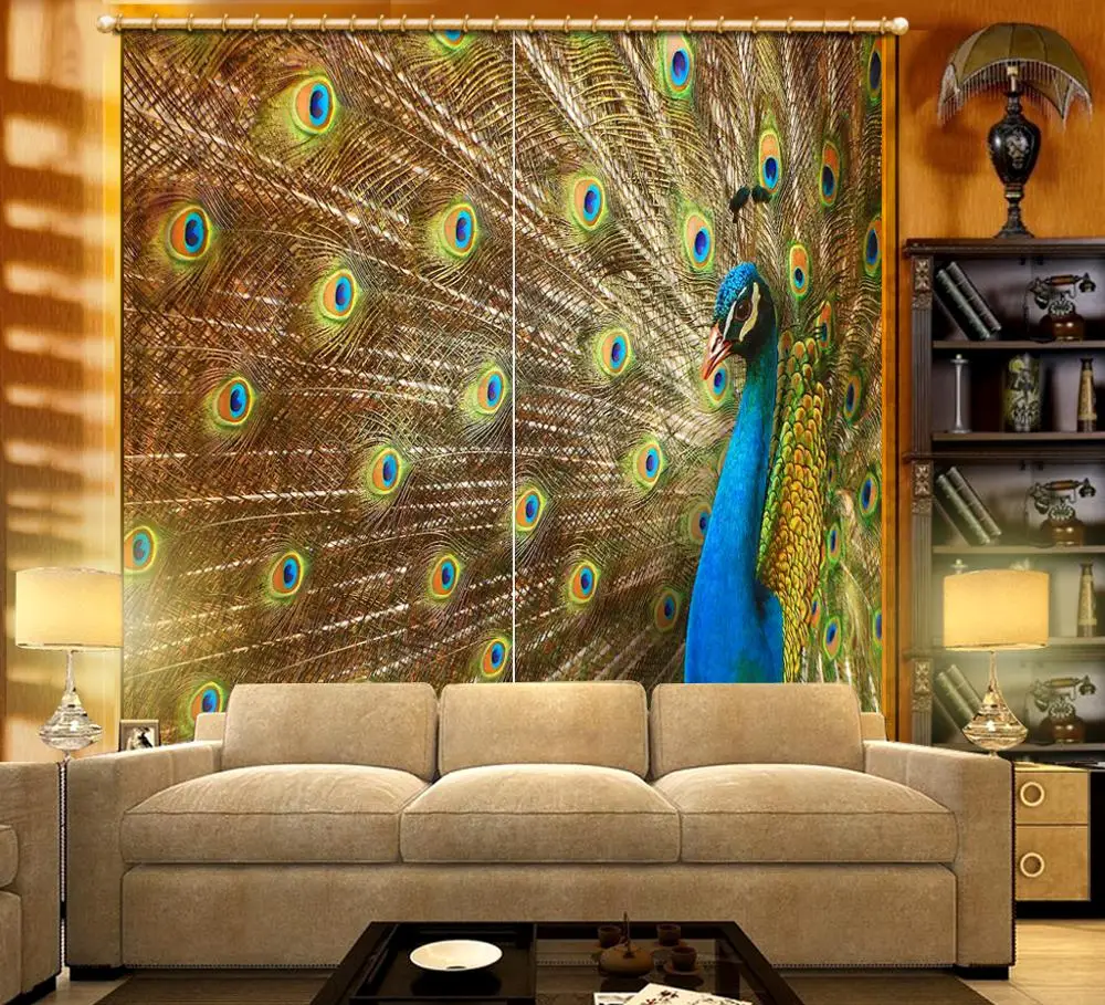 

customize long curtains peacock window curtain living room Bedroom hotel window window curtain designs