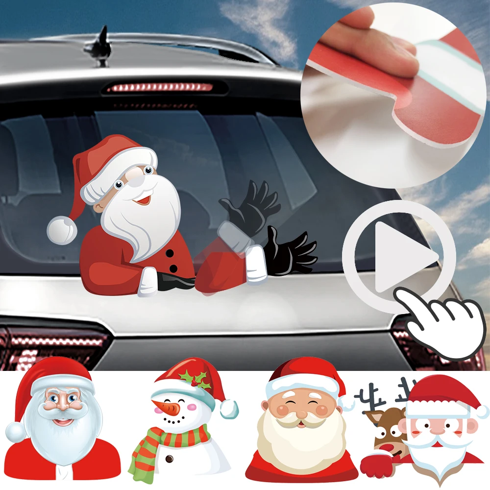 

Car Rear Window Wiper Stickers and Decals Santa Claus Waving Arm Auto Styling Rear Windshield Stickers Christmas Wiper PVC Decal