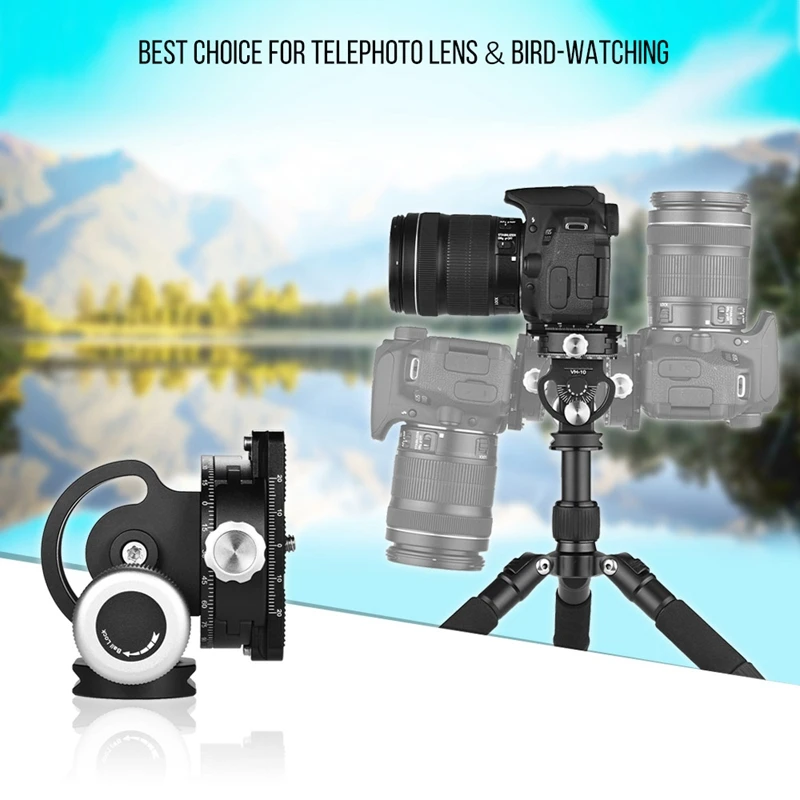 Tripod Head Panoramic Bird Watching Photography Head with Quick Release Plate for Sirui L10 Rrs Mh-02