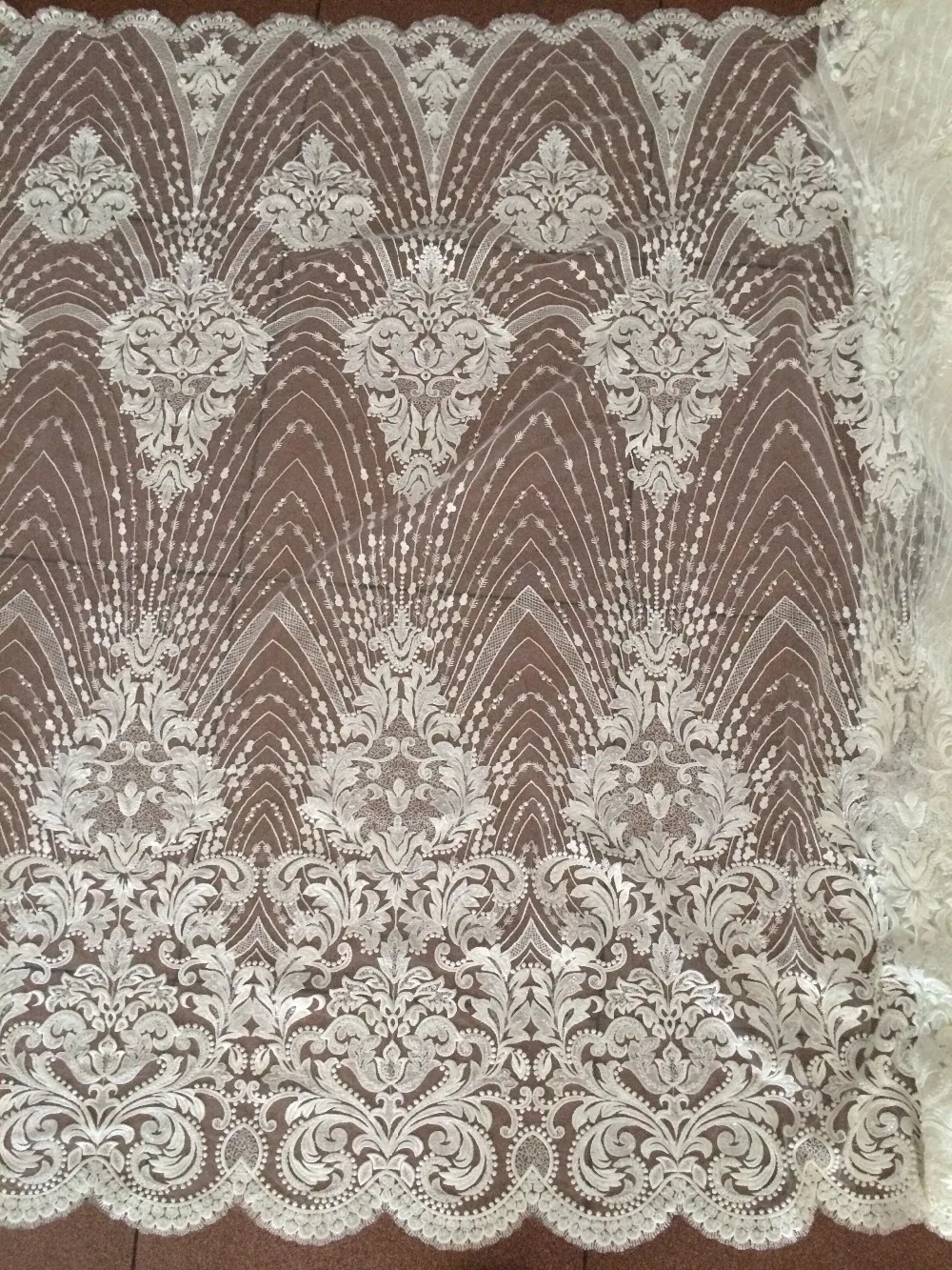 

African White Net Lace Fabric/ High Quality Nigeria Mesh Lace with beads/ French Tulle Lace Fabric For Fashion Dress