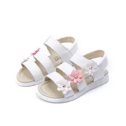Детская обувь; босоножки из искусственной кожи для девочек; модные сандалии принцессы с объемным большим цветком; Повседневная летняя