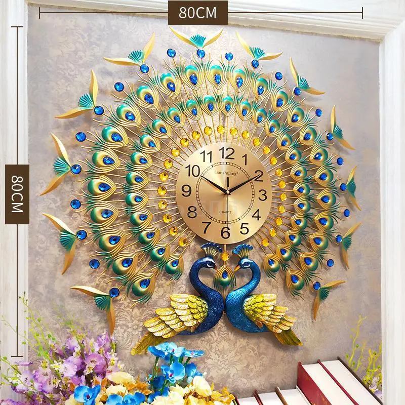 Часы настольные гостиная персональные настенные часы креативная мода павлин часы на цепочке простая атмосфера часы 21 дюймов - Цвет: same as picture18
