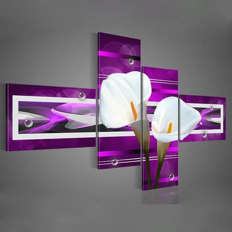 hand-painted-wall-art-black-Pure-white-lilies-home-decoration-Landscape-oil-painting-on-canvas-4pcs (4)