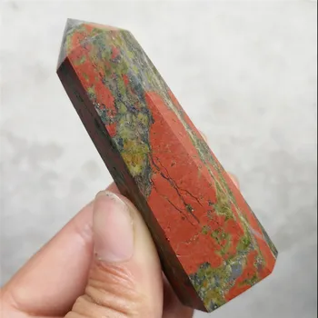 

Natural Green Epidote Red Jasper Crystal Obelisk Quartz Point Specimen
