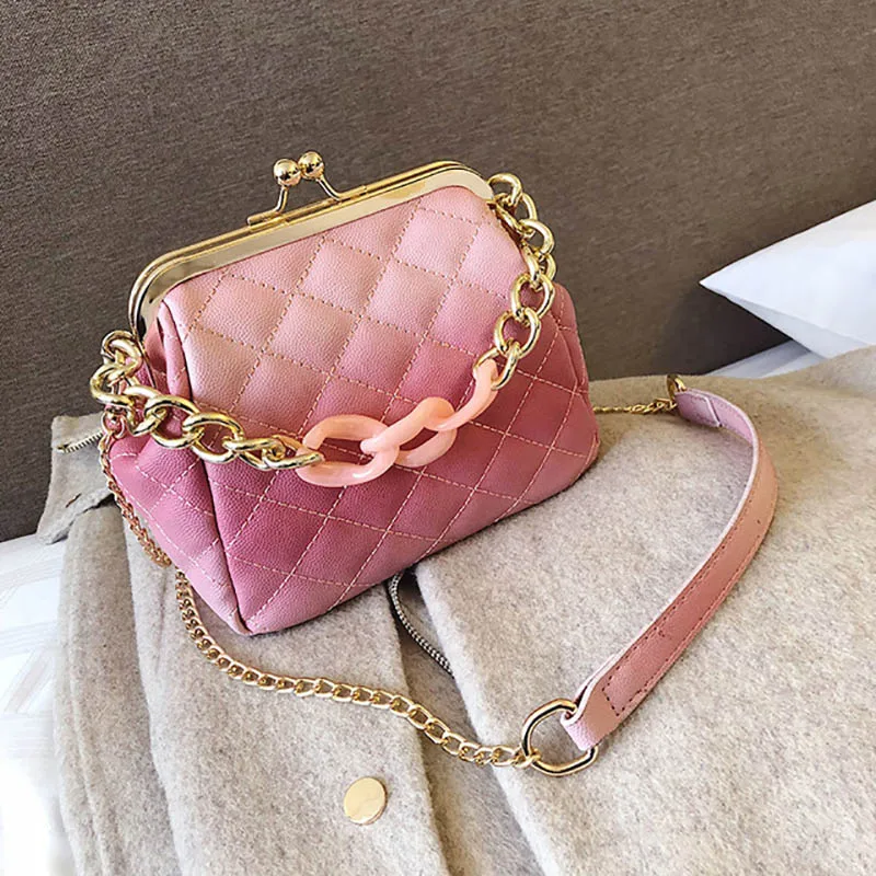 

Designer Chain Messenger Bag Acrylic Chain Women Handbag Pu Leather Rhombic Luxury Dinner Clutch Purse Lady Shoulder Bags