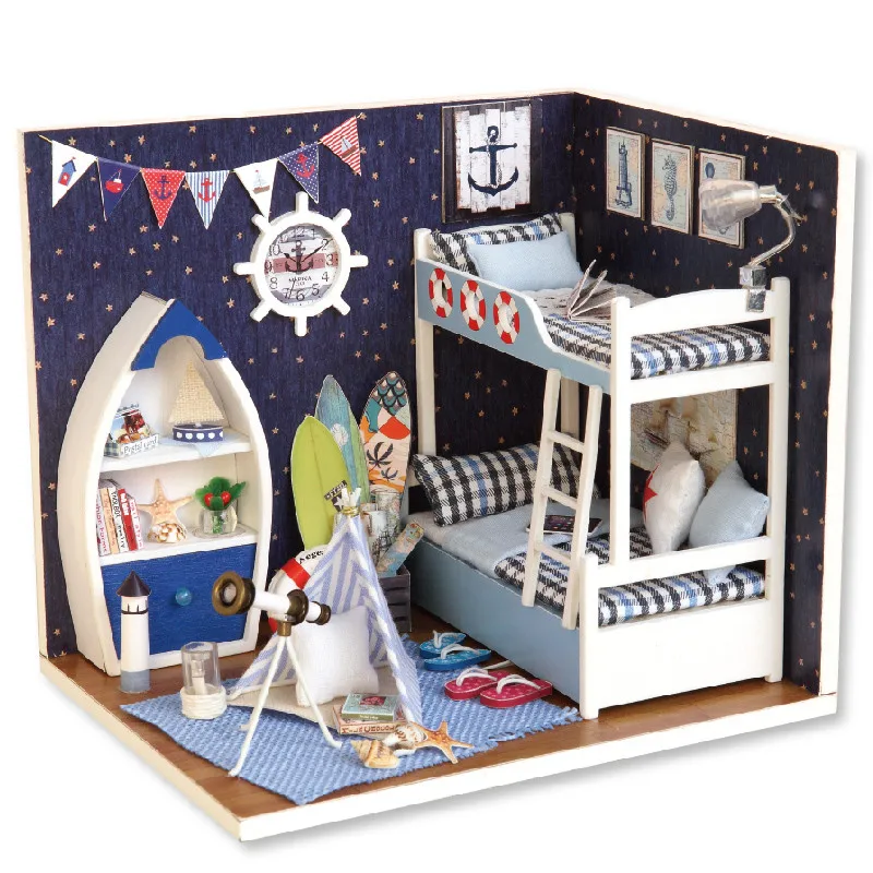

Cute Families House Doll Furniture Creative DIY Assembled Model Wooden Toys Educational Toys for Boys Juguetes Brinquedos