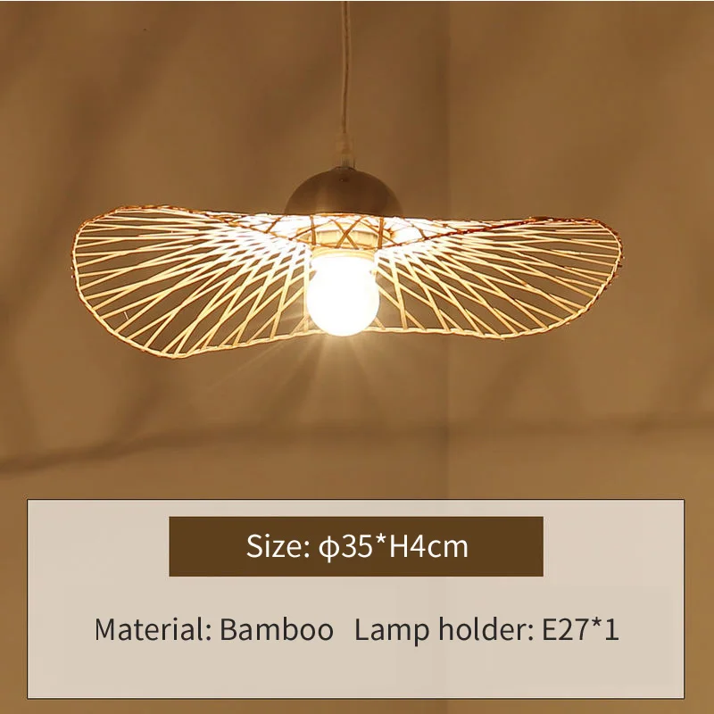 Китайский бамбуковый плетеный ротанговый абажур потолочный светильник E27 лампы для гостиной, ресторана, прохода лампы - Цвет корпуса: Dia 35X4cm