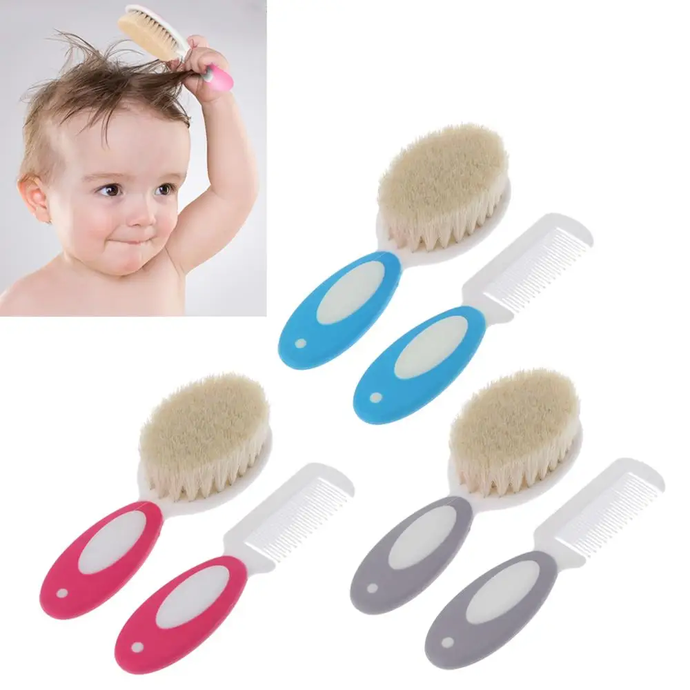 2pcs Portable Soft Newborn Baby Hair Brush Baby Kids Comb Child Hairbrush  Sets Boys Girls Head Massager
