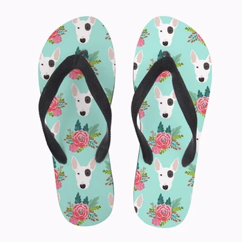 

Customized Cute Bull Terrier Print Casual Women Flip Flops Summer Slip-on Cartoon 3D Animal Women's Slippers Woman Flip Flops