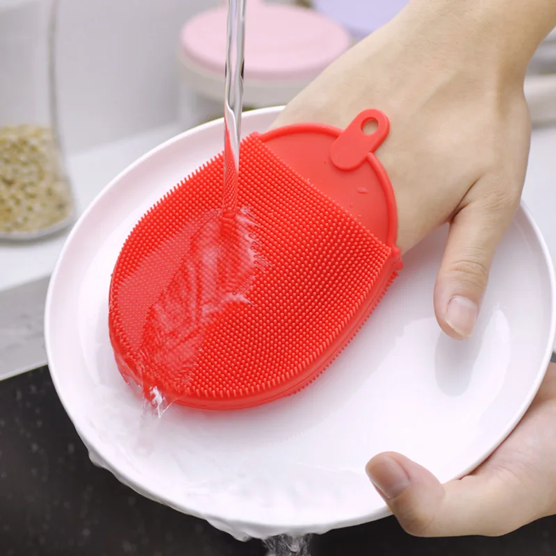 Silicone Dish Washing Brush Repeatable Sweeping Brush kitchen Dish Food Pot Multi-function Washing Brush 6 Colors (1)