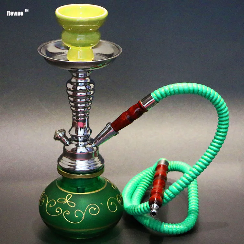 Revive Glass Narguile Hookah Set Black Shisha Complete Ceramic Smoking Bowl Chicha 28.5cm Water Pipe Hose Nargile Flower Vase C2