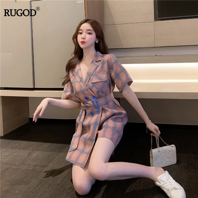 RUGOD Корейская версия шикарного маленького аромата двубортный костюм с