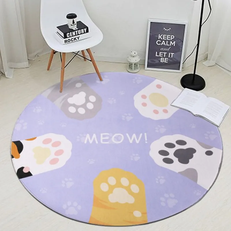 Милый круглый ковер с принтом для ванной комнаты, кухни, нескользящий ковер для детской комнаты, большой ковер для гостиной, Декор, коврики