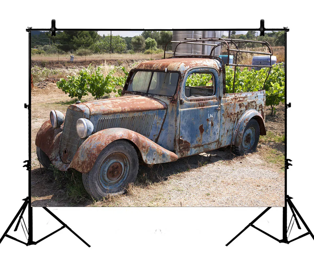 

5x7ft Rusty Old Abandoned Truck Trees Polyester Photo Background Portrait Backdrop