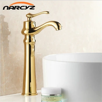 

Basin Faucets Gold Plating Copper Mixer Taps Single Handle Bathroom torneira benheiro XT804
