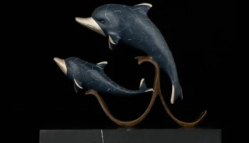 

Art Deco Sculpture Two Dolphin Bronze Statue Signed