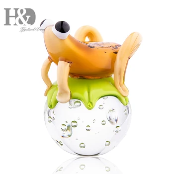 

H&D 4.7'' Art Glass Craft Mini Frog Collection Paperweight Hand Blown Glass Animal Table Centerpiece Ornament Xmas Gifts