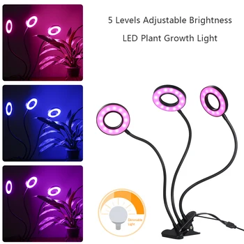 

54 LED Triple-end LED Plant Growth Light Flora Growing Lamp Operated 3 Illumination Modes Effects Timer 5 Adjustable Brightness