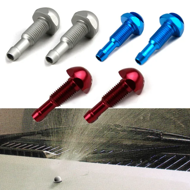 2PCS Car Vehicle Windshield Spray Nozzle On Front Hood Wiper Washer Spray Eyes fan shaped