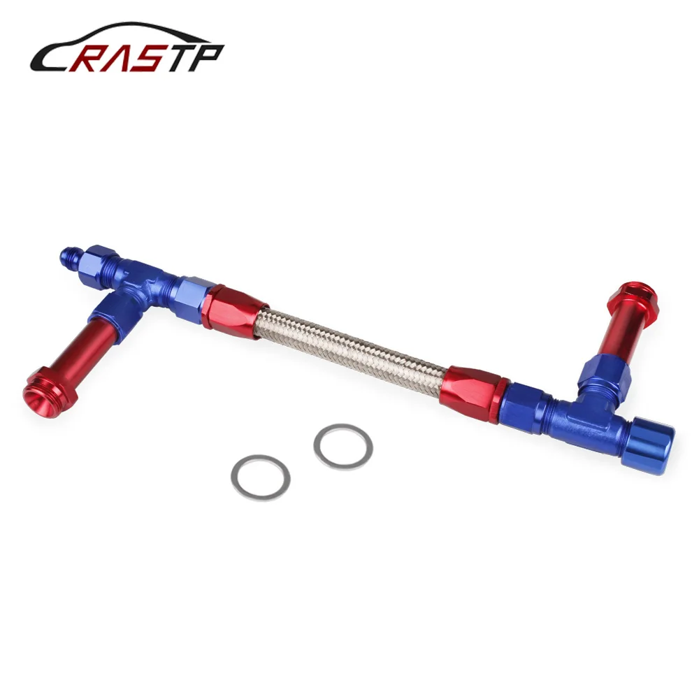 

RASTP-Aluminum AN8 Dual Feed Fuel Line Dual Feed Carburetor Fuel Line Kit Black Silver Red RS-TC013