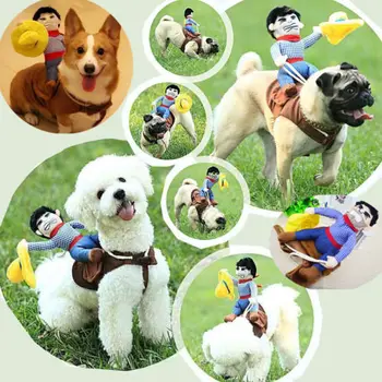 

Funny Cowboy Dog Cat Rider Cosplay Costume Pet Puppy Party Coat Clothes Dress Up