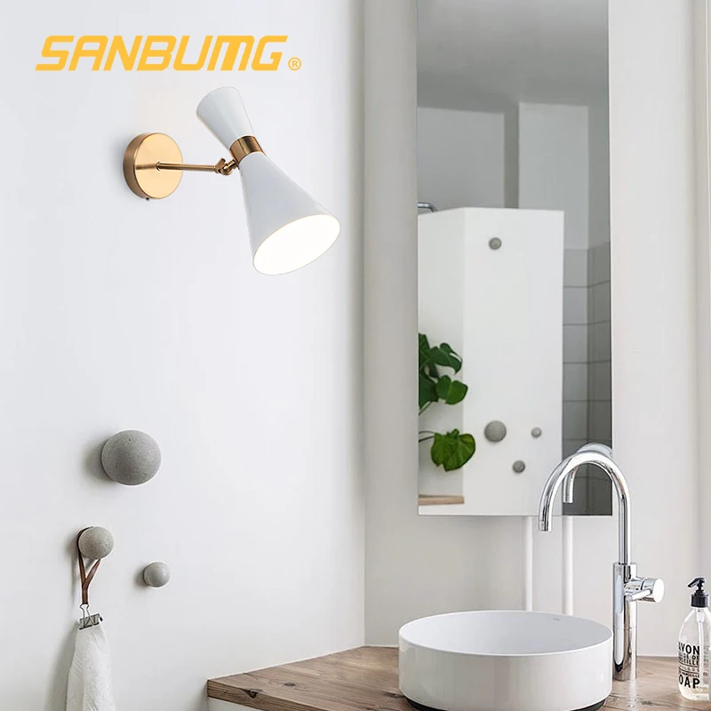 Günstig SANBUMG Nordic Wand Licht Moderne Wand Leuchte wand lampe einstellbar korridor lampe nacht lampe wand Eisen kunst Überzug E27Light kopf