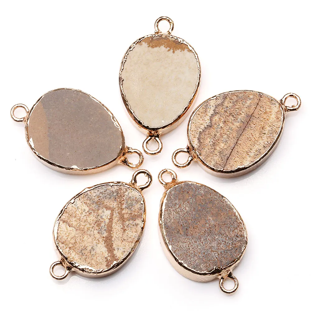 

Natural Stone Water Drop Gold Wrap Pendants DIY Pendant For Woman Necklaces and Bracelets Jewelry Making Wholesale Bead charms