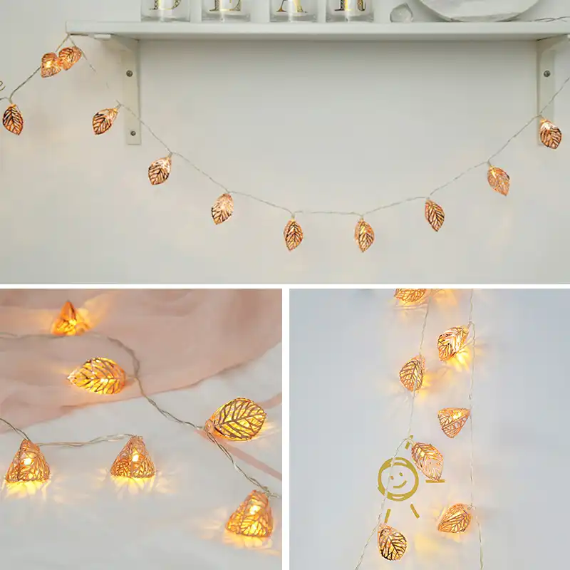 Rose Gold Leaf Led Color String Light Creative Room Decoration Light String Bedroom Garden Diy Layout Small Lampnew