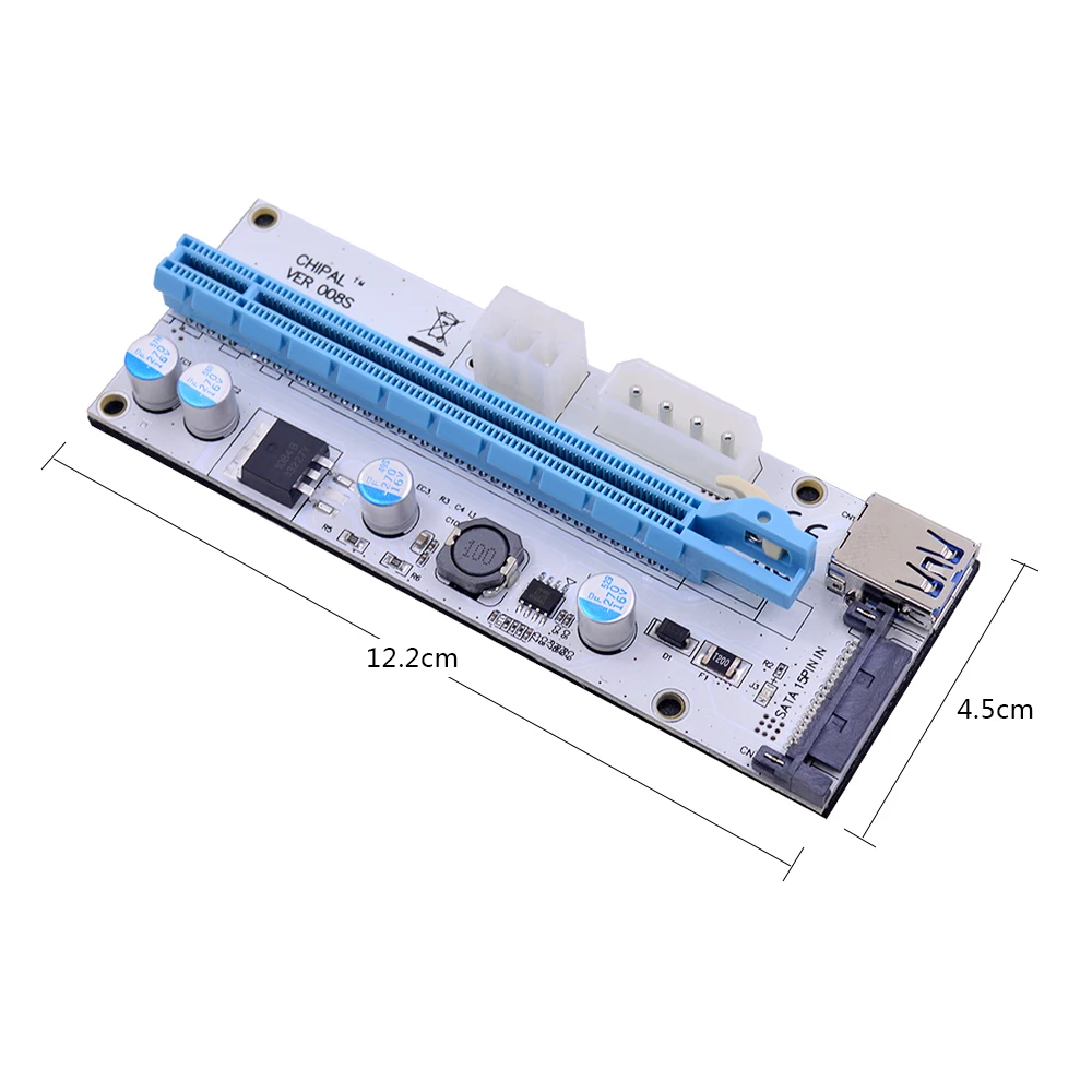 CHIPAL 60 см 008S PCI E Райзер карта 008 PCIE Exppress 1X до 16X адаптер SATA 6Pin 4Pin питание для майнинга