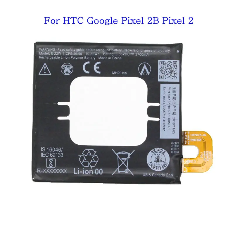 

Ciszean 1x 2700mAh Battery BG2W For HTC Google Pixel 2B Pixel 2 Muski Mobile Phone Replacement Rechargeable Batteries