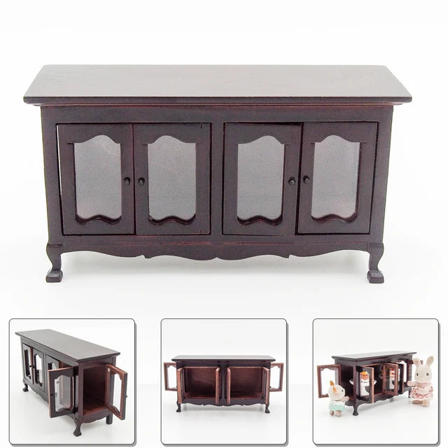 Us 18 97 Odoria 1 12 Miniature Vintage Wood Buffet Sideboard Cabinet Dollhouse Furniture Accessories For Livingroom Kitchen Restaurant In