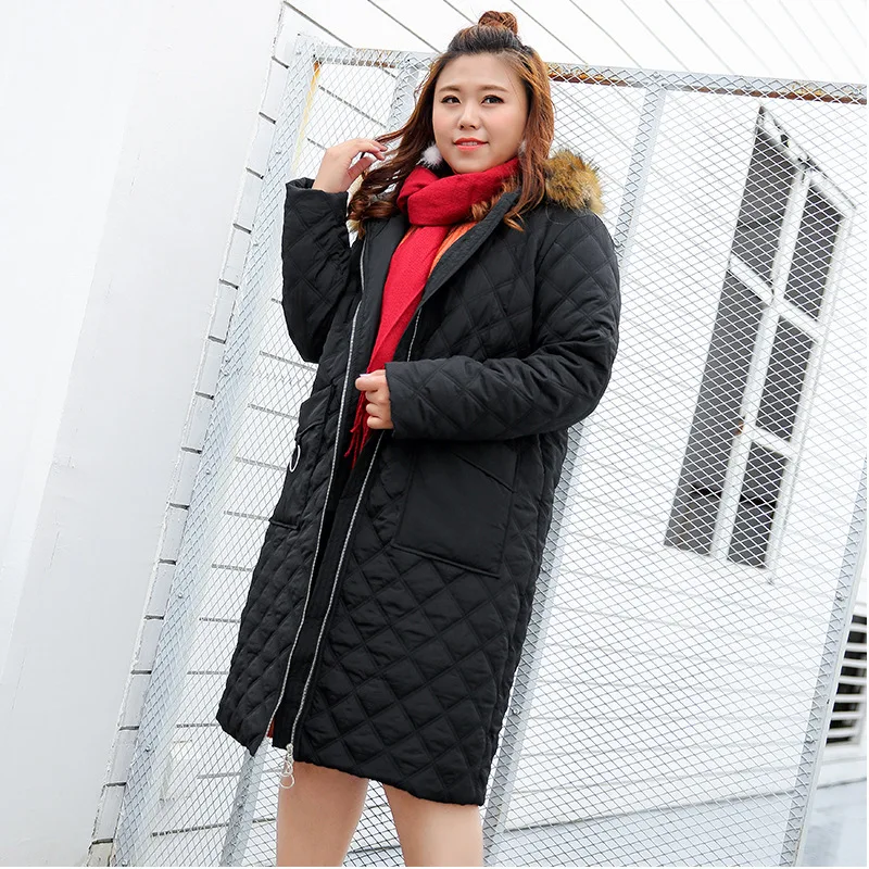 

Autumn and winter cotton 300 pounds of fat mm code in the long section of loose thin ZIP HOODIE COAT JACKET 507