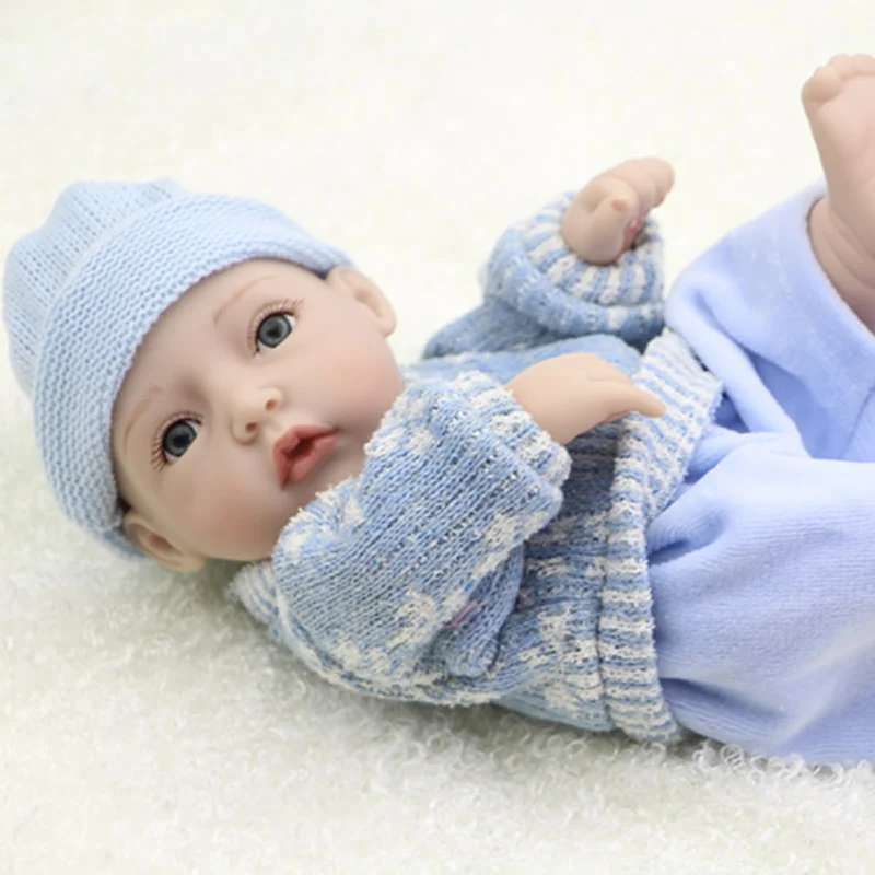 

11 Inch Painted Hair Newborn Boy Doll Full Silicone Vinyl Lifelike Reborn Babies Dolls With New Style Clothes Kids Birthday Gift
