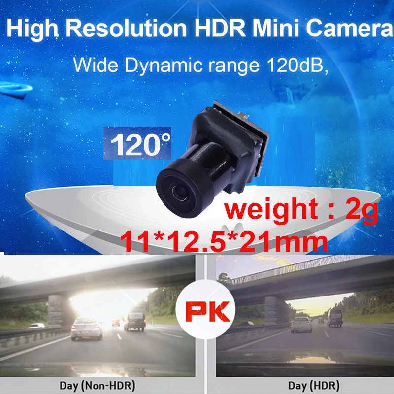 Широкая динамическая мини камера 1000 дБ HDR 120 TV line 60 кадров в секунду для дрона